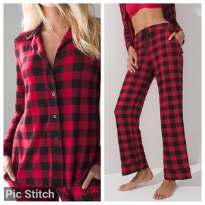 Soma Red and Black Plaid Pajama Set